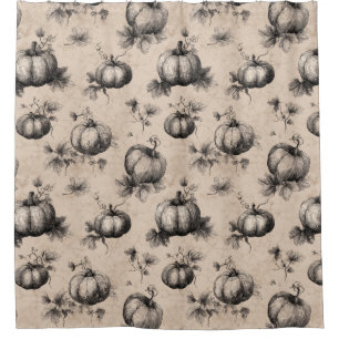 Vintage Pumpkin and Vine Engraving Pattern