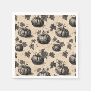 Vintage Pumpkin and Vine Engraving Pattern (2) Napkin
