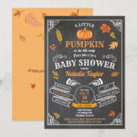 Vintage pumpkin baby shower invitation chalkboard
