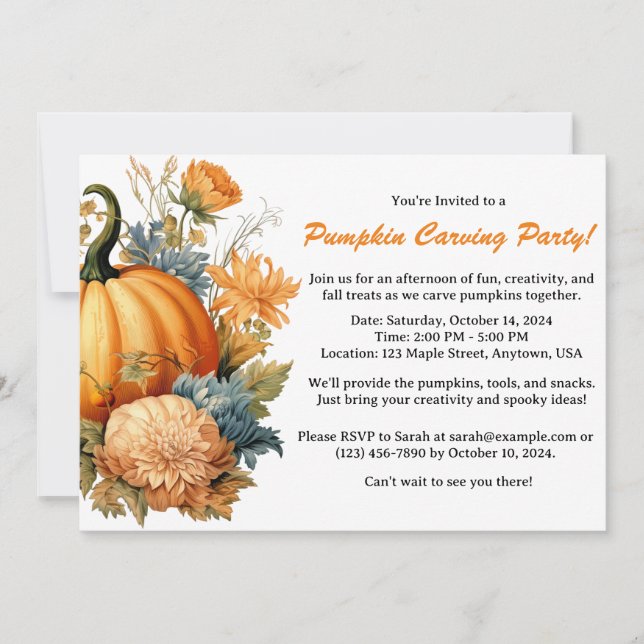 Vintage Pumpkin Carving  Invitation (Front)