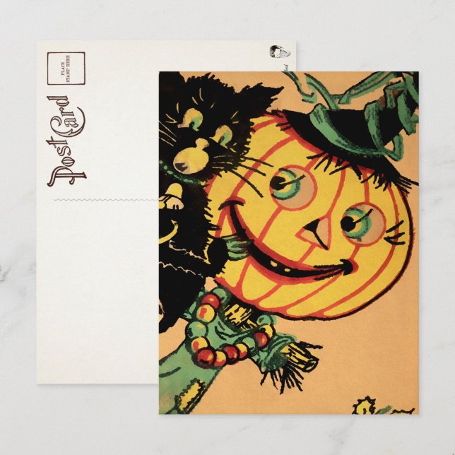 Vintage Pumpkin Decoration Postcard (Front/Back)