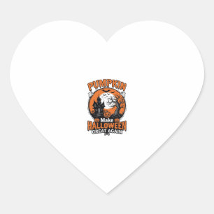 Vintage Pumpkin Halloween Great Again Shirt Design Heart Sticker