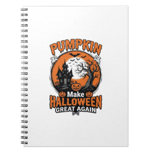 Vintage Pumpkin Halloween Great Again Shirt Design Notebook