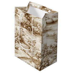 Vintage Pumpkin Harvest Countryside Toile (1) Medium Gift Bag