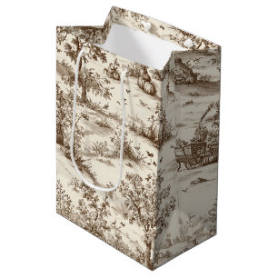 Vintage Pumpkin Harvest Countryside Toile (5) Medium Gift Bag