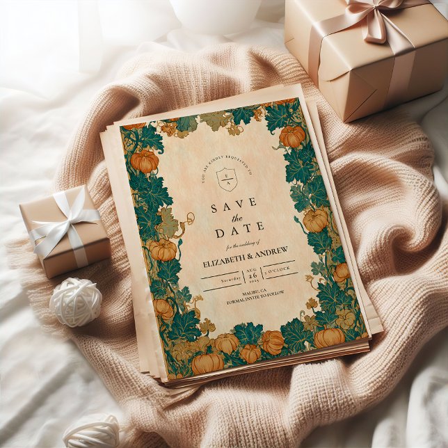 Vintage Pumpkin Harvest Wedding Save The Date (Creator Uploaded)