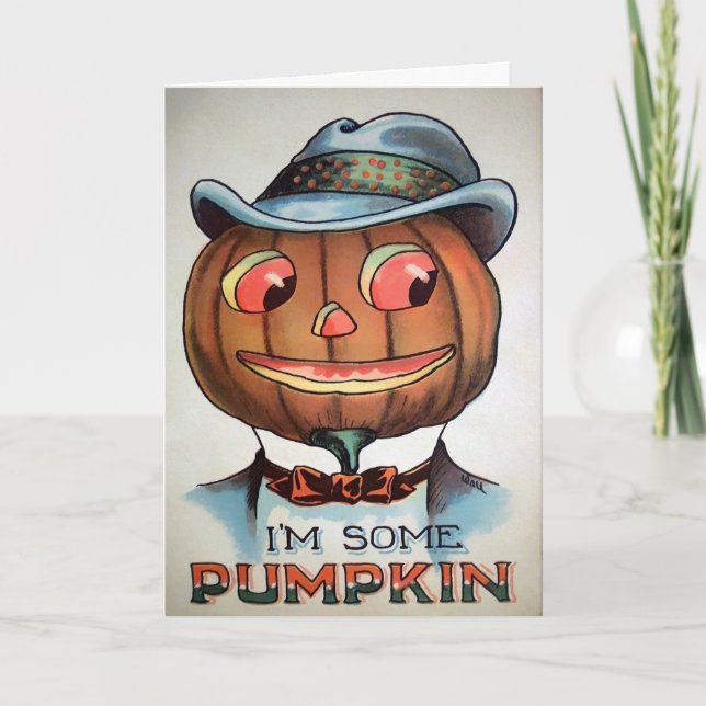 Vintage Pumpkin Head Halloween Card (Front)
