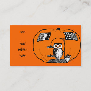 Vintage Pumpkin House Owl Business Card
