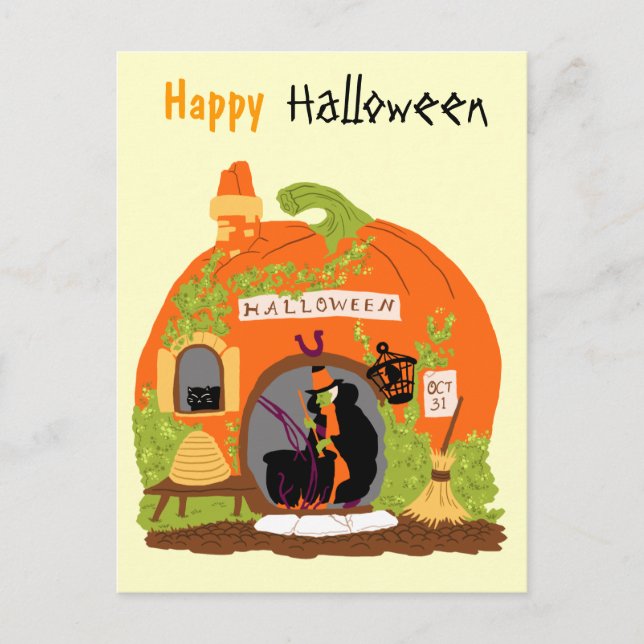Vintage Pumpkin House Postcard (Front)
