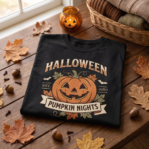 Vintage Pumpkin Nights Retro Halloween T-Shirt
