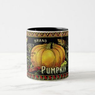 Vintage Pumpkin Print Two-Tone Coffee Mug