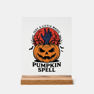 Vintage Pumpkin Spell Halloween Witch Hand Art_1 Acrylic Sign