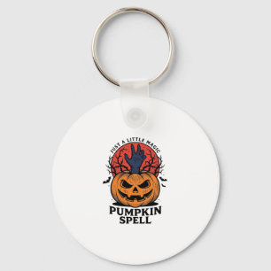 Vintage Pumpkin Spell Halloween Witch Hand Art_1 Keychain