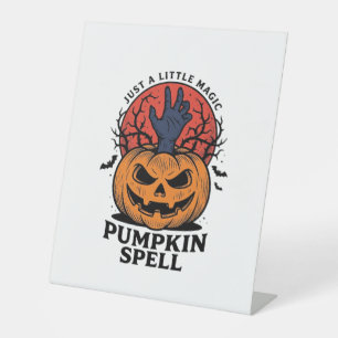 Vintage Pumpkin Spell Halloween Witch Hand Art_1 Pedestal Sign