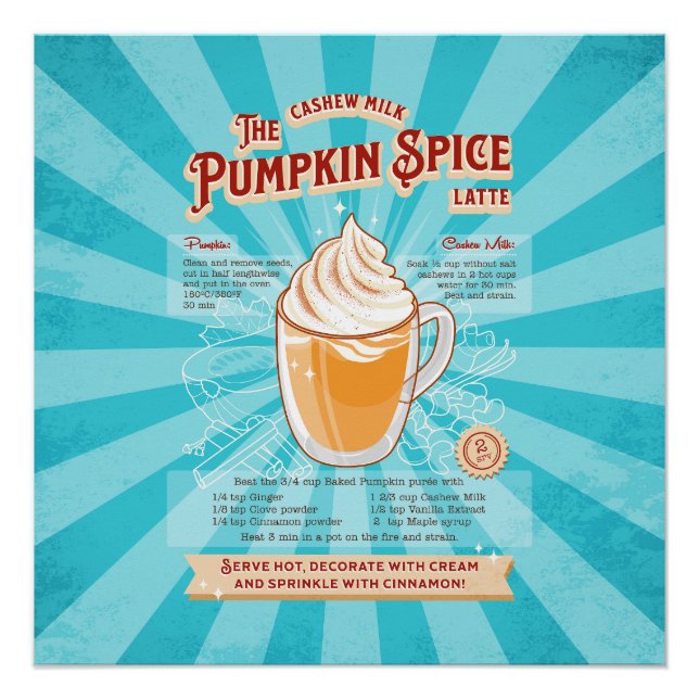 Vintage Pumpkin Spice Latte - Recipe Poster (Front)