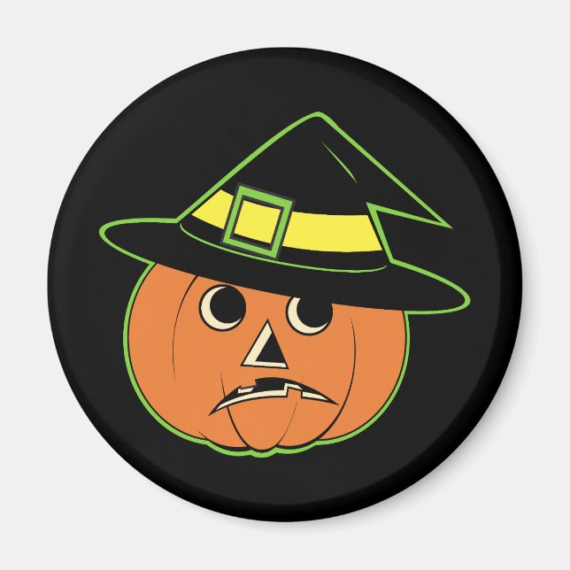 Vintage Pumpkin Witch Magnet (Front)