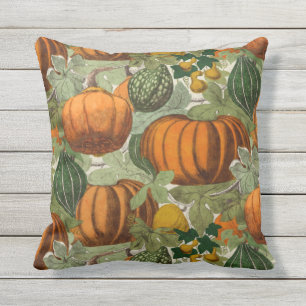 Vintage Pumpkins and Gourds Outdoor Pillow