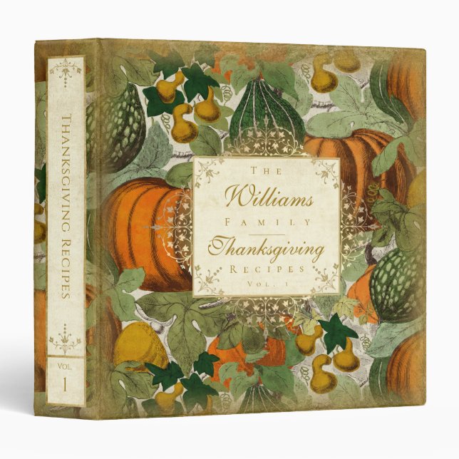Vintage Pumpkins and Gourds Recipe Binder (Front/Spine)