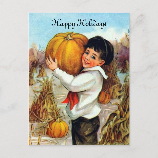 Vintage Pumpkins Holiday Postcard (Front)