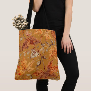 Vintage, Pumpkins Season, Autumn leaves Pattern Tote Bag
