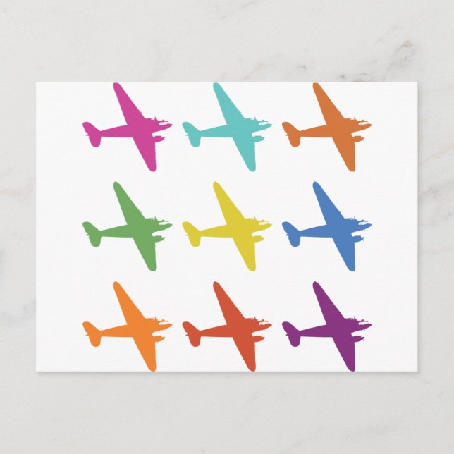 Vintage Punk Retro Airplane Pattern Postcard (Front)