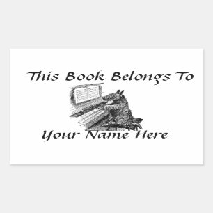 Vintage Pup and Piano Book Name Plate Sticker