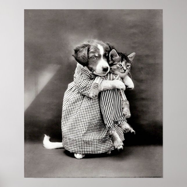Vintage Puppy and Kitten Poster (Front)