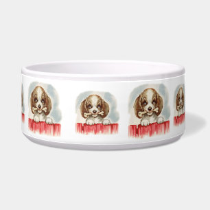 Vintage Puppy Art Puppy with Bone