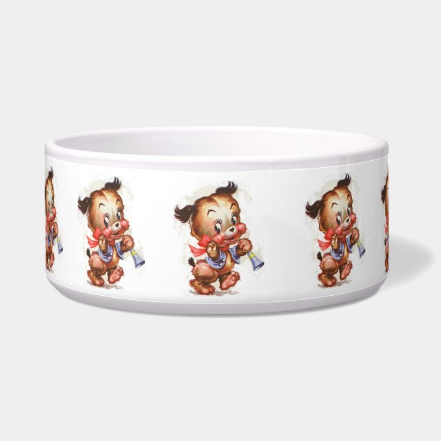 Vintage Puppy Art Puppy with Horn (Left)