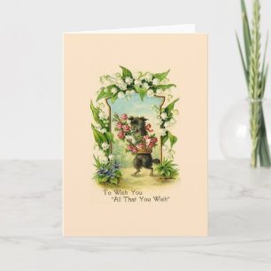 Vintage Puppy Birthday Greeting Card