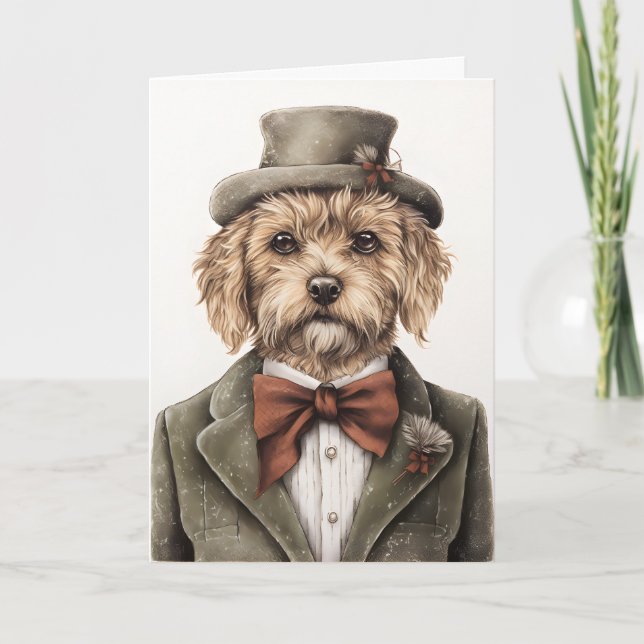 Vintage: Puppy Christmas  Card (Front)