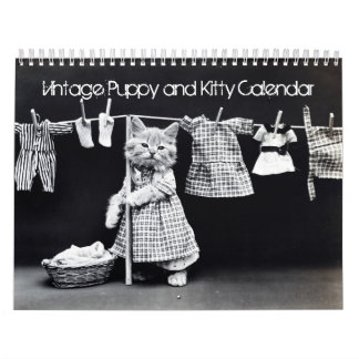 Vintage Puppy & Kitten Custom Printed Calendar