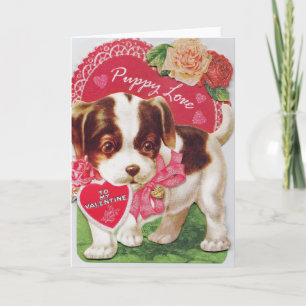 Vintage Puppy Love Be My Valentine Holiday Card