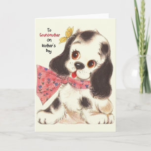 Vintage Puppy Mother's Day Card for Grandmother