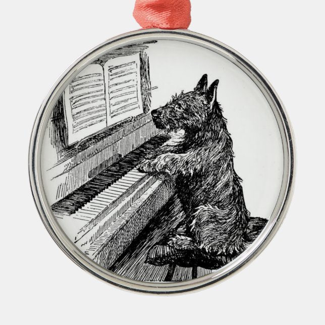 Vintage "Puppy Playing the Piano" Ornament (Front)