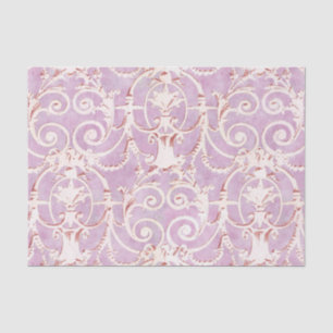 Vintage Purple and Beige Damask Pattern Tissue Paper