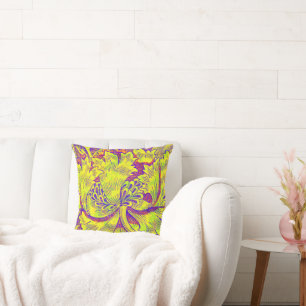 Vintage Purple and Yellow Art Deco Pattern Pillow