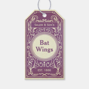 Vintage purple bat wings apothecary label
