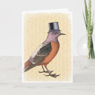 Vintage Purple Bird in Top Hat Card