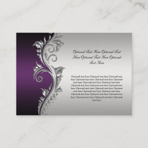 Vintage Purple Black and Silver Wedding Place Card