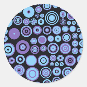 Vintage Purple Blue and Black Fifties Abstract Art Classic Round Sticker