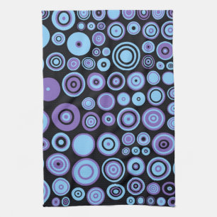 Vintage Purple Blue and Black Fifties Abstract Art Kitchen Towel