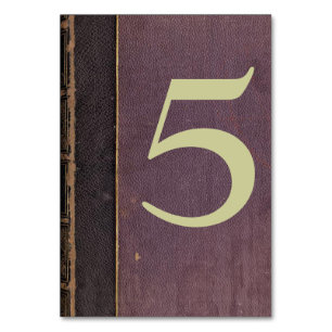 Vintage Purple Book Table Number Card