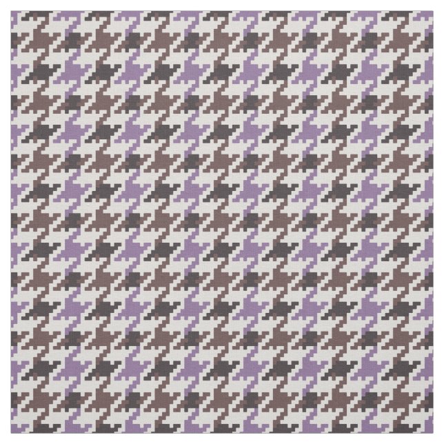 Vintage purple brown houndstooth plaid pattern fabric (Swatch)