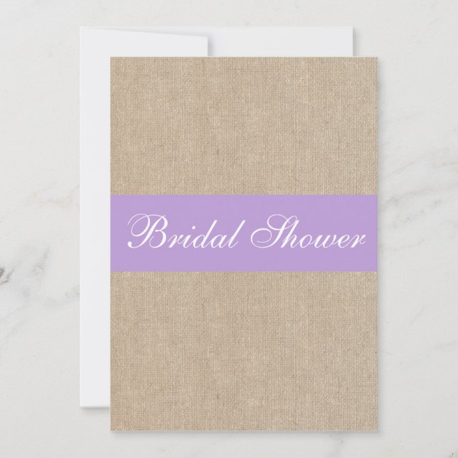 Vintage Purple Burlap Bridal Shower Invitation (Front)