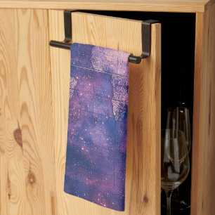 Vintage Purple Celestial World Map (10) Kitchen Towel