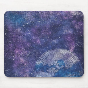 Vintage Purple Celestial World Map (12) Mouse Pad