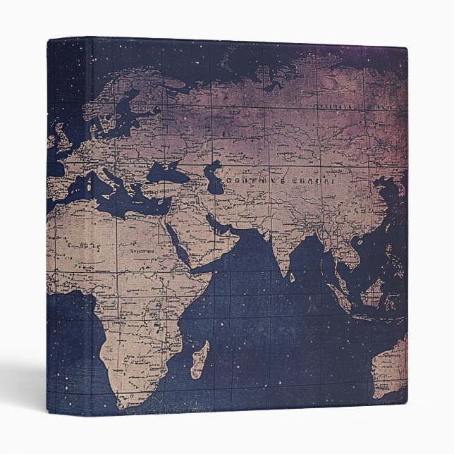 Vintage Purple Celestial World Map (5) Binder (Front/Spine)