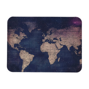 Vintage Purple Celestial World Map (5) Magnet