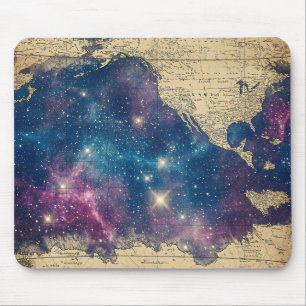 Vintage Purple Celestial World Map (6) Mouse Pad